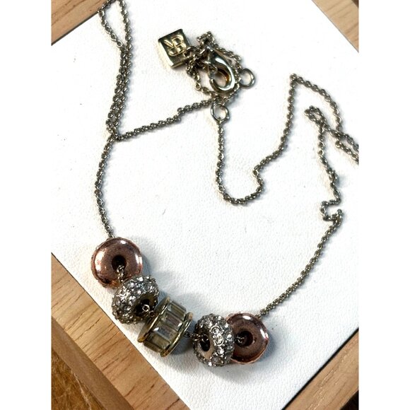 Banana Republic Rose Gold & Silver-Tone Crystal Bead Necklace With Adjustable Ch - Picture 6 of 9